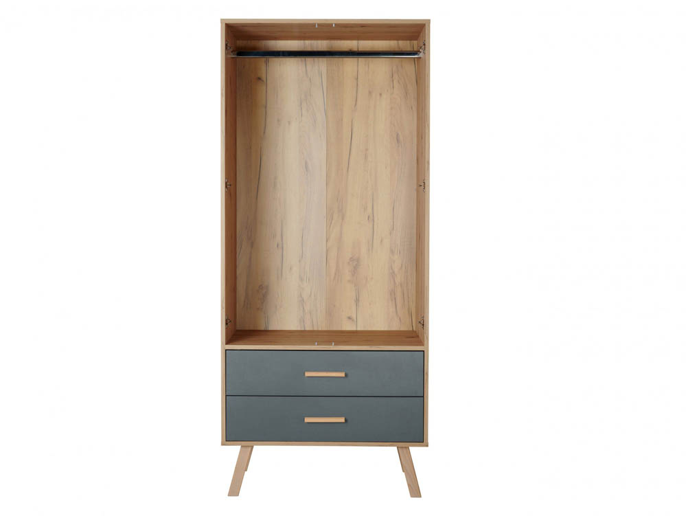 Harmony Harmony Austin Grey and Oak 2 Door 2 Drawer Double Wardrobe (Flat Packed)