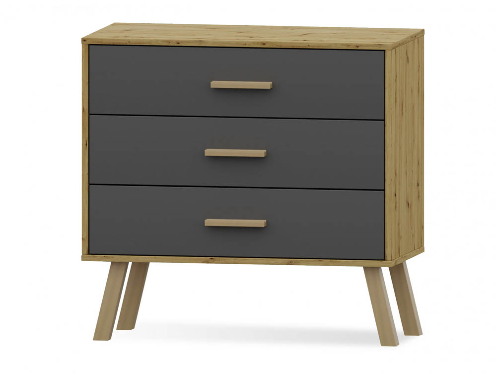 Harmony Harmony Austin Grey and Oak 3 Drawer Chest of Drawers (Flat Packed)