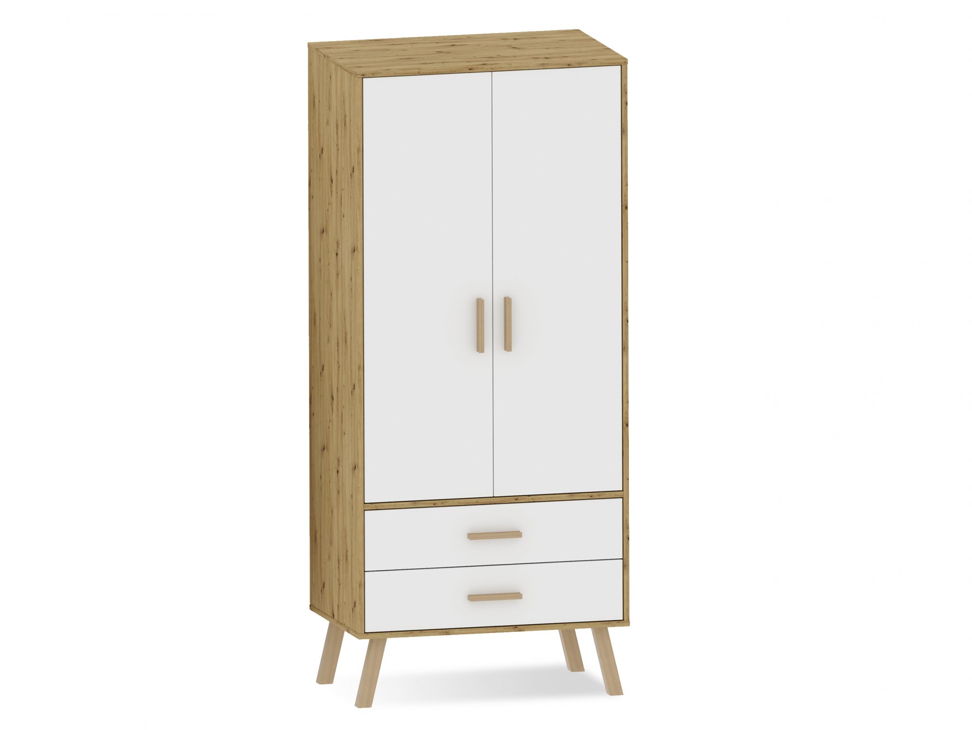 Harmony Harmony Austin White and Oak 2 Door 2 Drawer Double Wardrobe (Flat Packed)