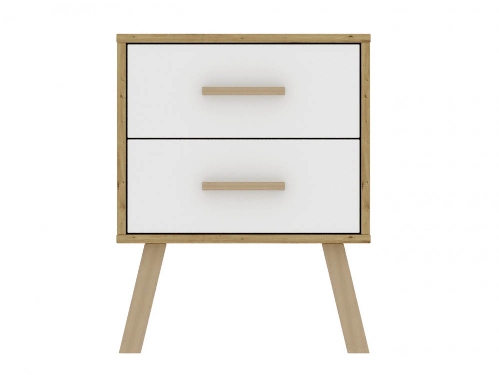 Harmony Harmony Austin White and Oak 2 Drawer Bedside Cabinet (Flat Packed)