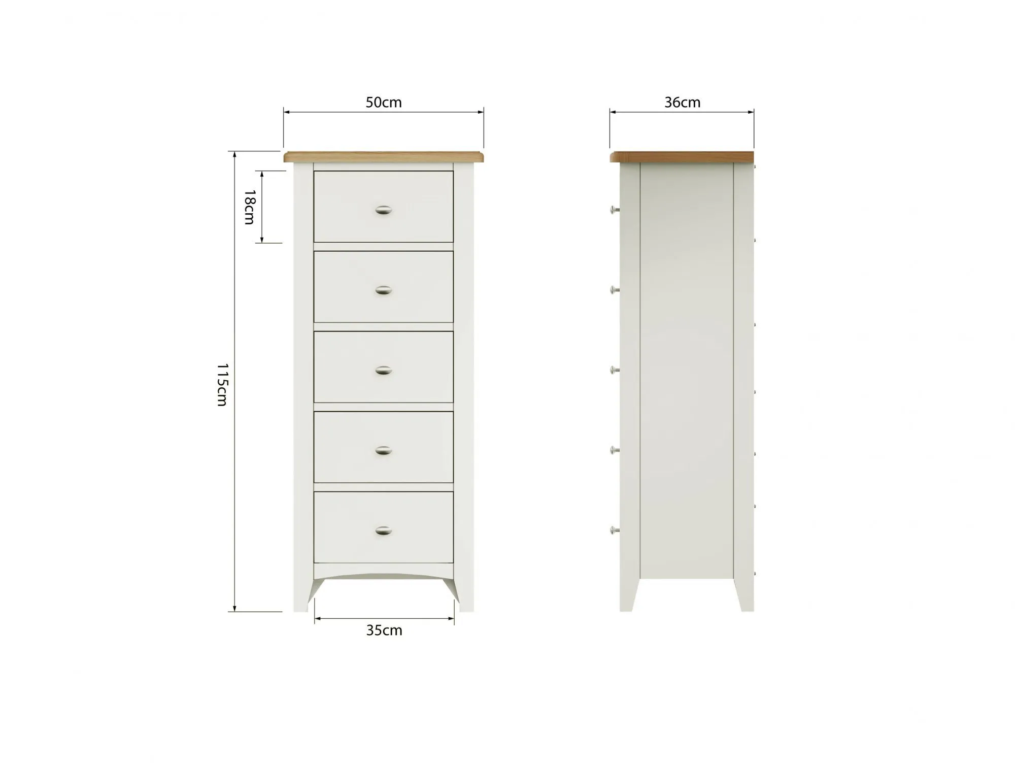 Kenmore Kenmore Patterdale White and Oak 5 Drawer Tall Narrow Chest of Drawers (Assembled)