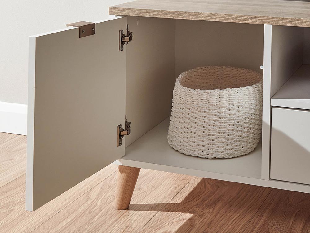 GFW GFW Alma White and Oak 2 Door 2 Drawer Large TV Unit (Flat Packed)