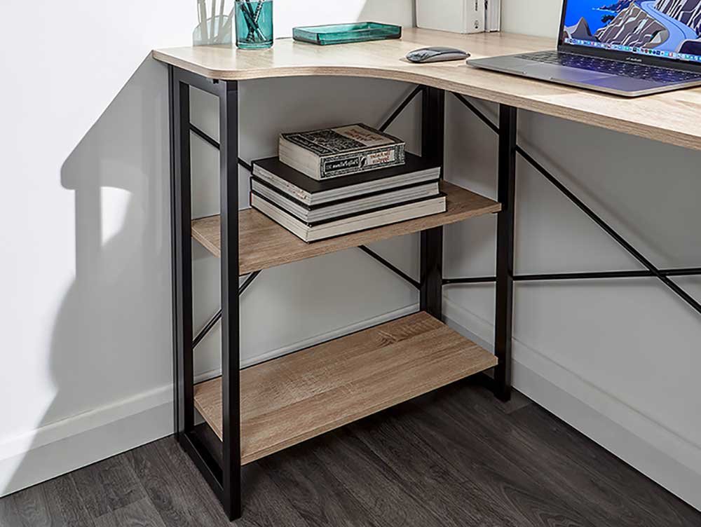 GFW GFW Bramwell Sonoma Oak Folding Left Corner Desk (Flat Packed)