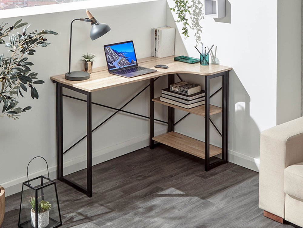 GFW GFW Bramwell Sonoma Oak Folding Right Corner Desk (Flat Packed)