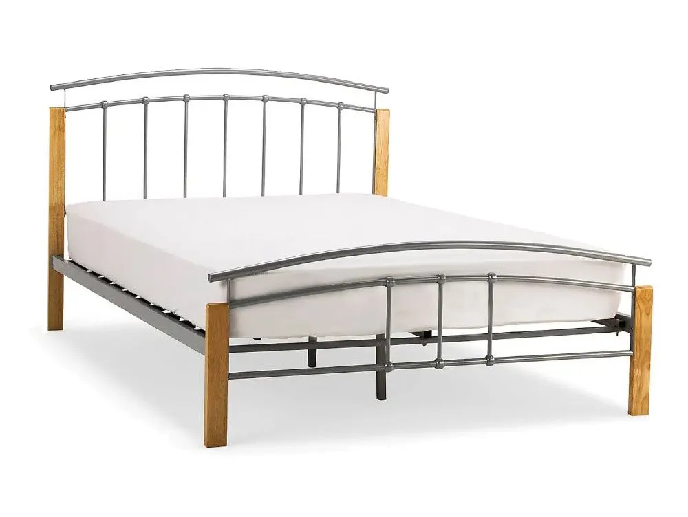 Serene Serene Tetras 5ft King Size Silver and Beech Metal Bed Frame