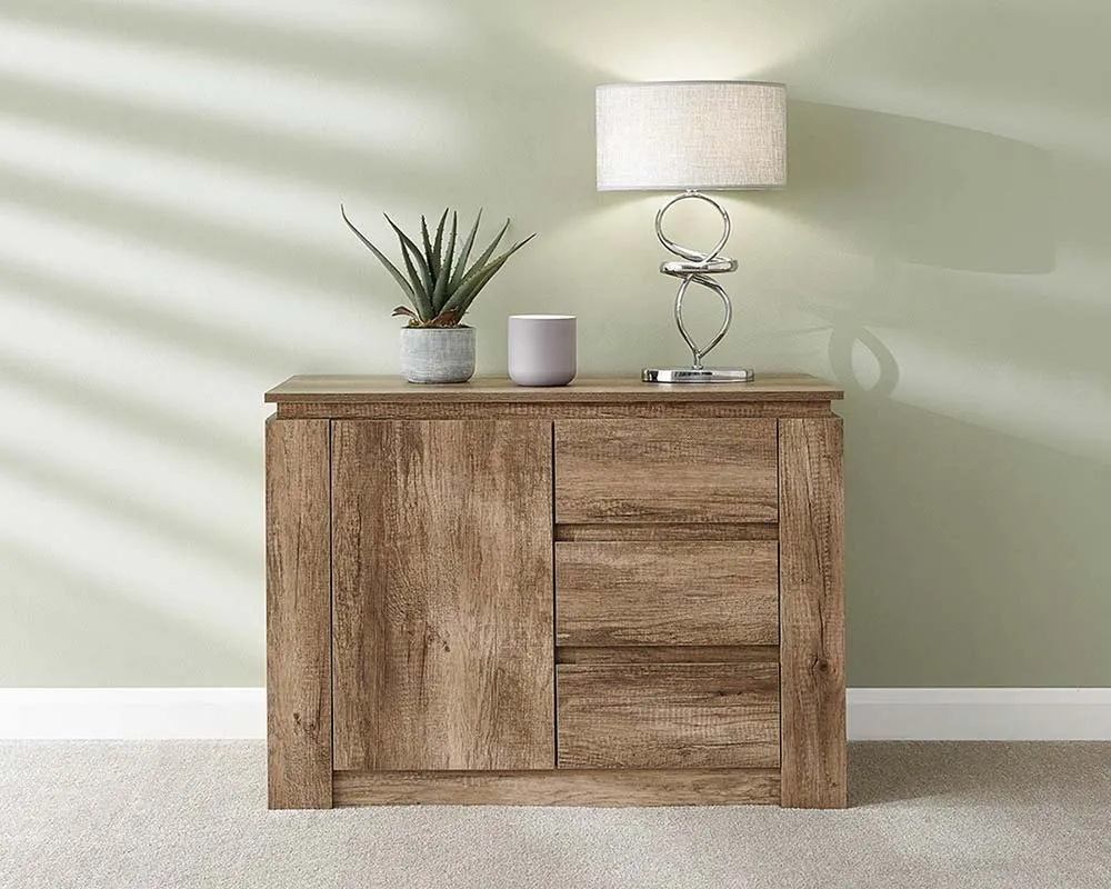 GFW GFW Canyon Oak 1 Door 3 Drawer Compact Sideboard