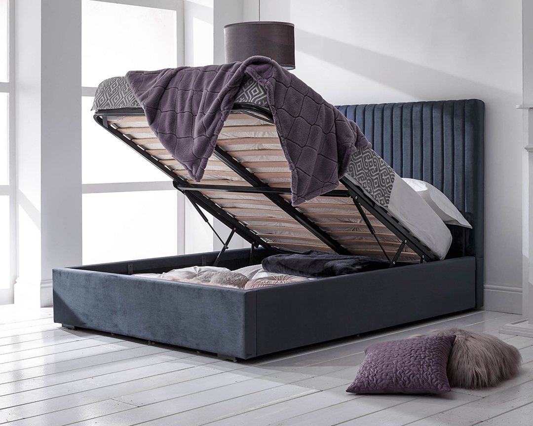 GFW GFW Milazzo 5ft Double Nightshadow Upholstered Fabric Ottoman Bed Frame
