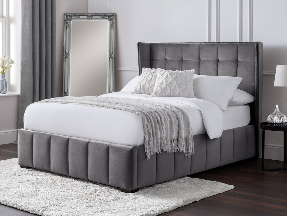 Julian Bowen Julian Bowen Gatsby 4ft6 Double Light Grey Upholstered Fabric Bed Frame