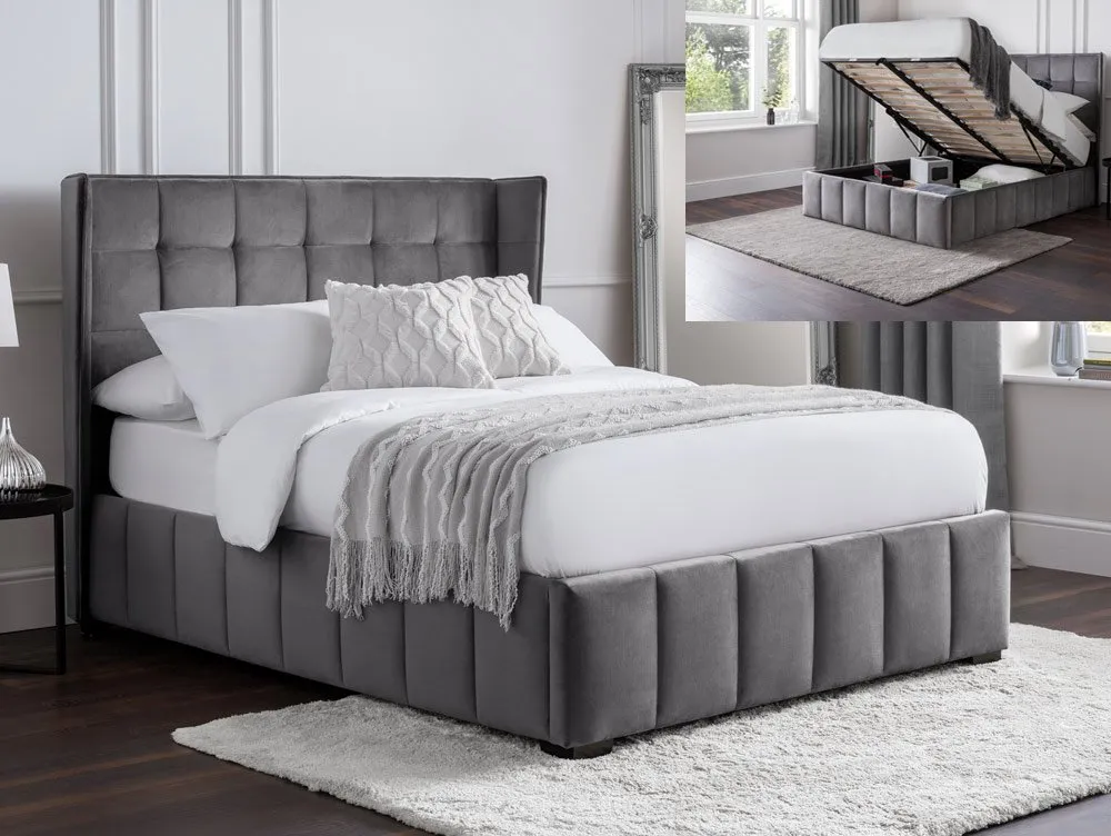 Julian Bowen Julian Bowen Gatsby Light Grey Fabric Ottoman Bed Frame