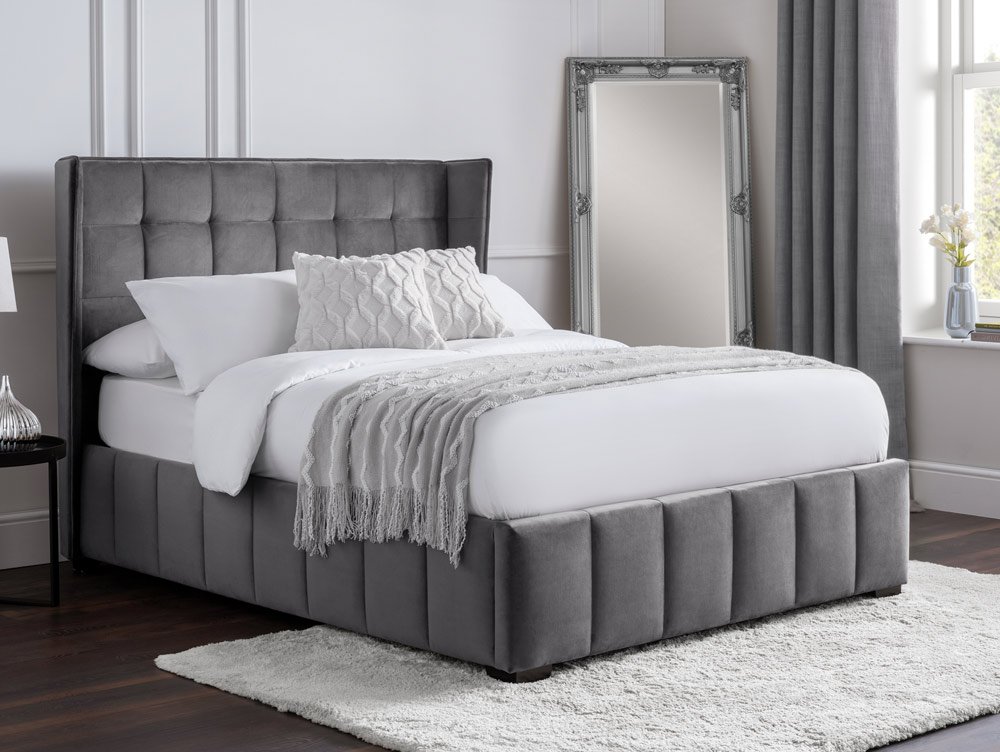 Julian Bowen Julian Bowen Gatsby 4ft6 Double Light Grey Upholstered Fabric Ottoman Bed Frame