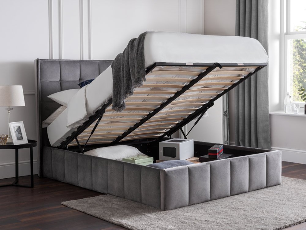 Julian Bowen Julian Bowen Gatsby 4ft6 Double Light Grey Upholstered Fabric Ottoman Bed Frame