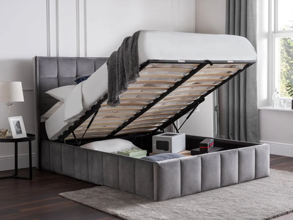 Julian Bowen Julian Bowen Gatsby Light Grey Fabric Ottoman Bed Frame