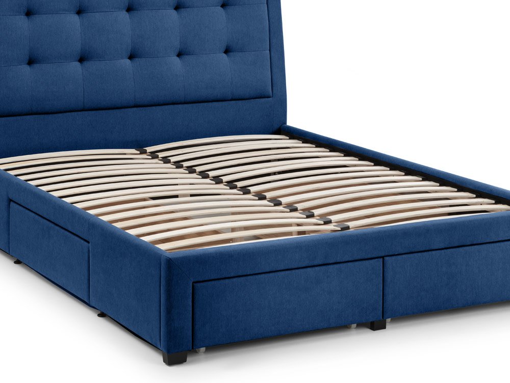 Julian Bowen Julian Bowen Fullerton 4ft6 Double Blue Upholstered Fabric 4 Drawer Bed Frame