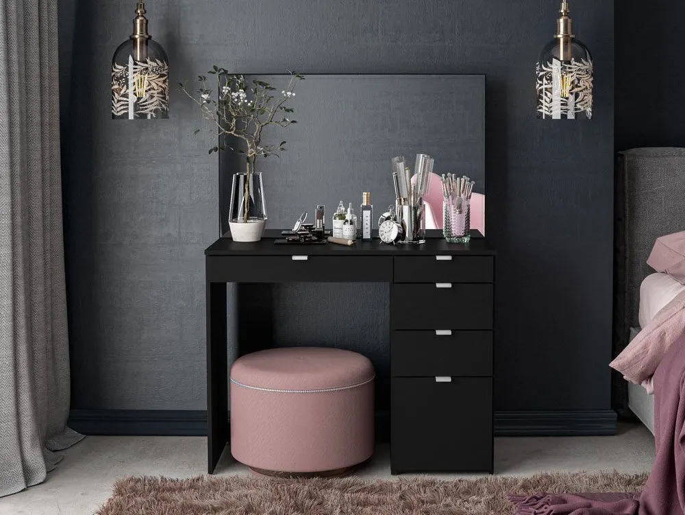 Birlea Birlea Ava Black 5 Drawer Dressing Table and Mirror