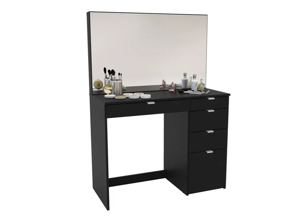 Birlea Birlea Ava Black 5 Drawer Dressing Table and Mirror