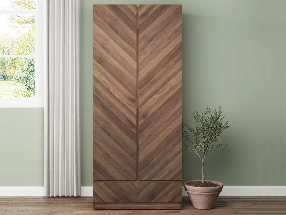 GFW GFW Catania Royal Walnut 2 Door 1 Drawer Double Wardrobe