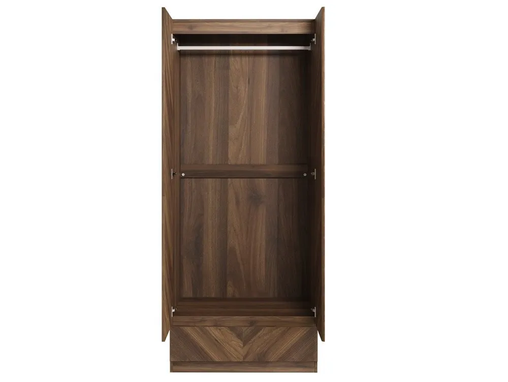 GFW GFW Catania Royal Walnut 2 Door 1 Drawer Double Wardrobe