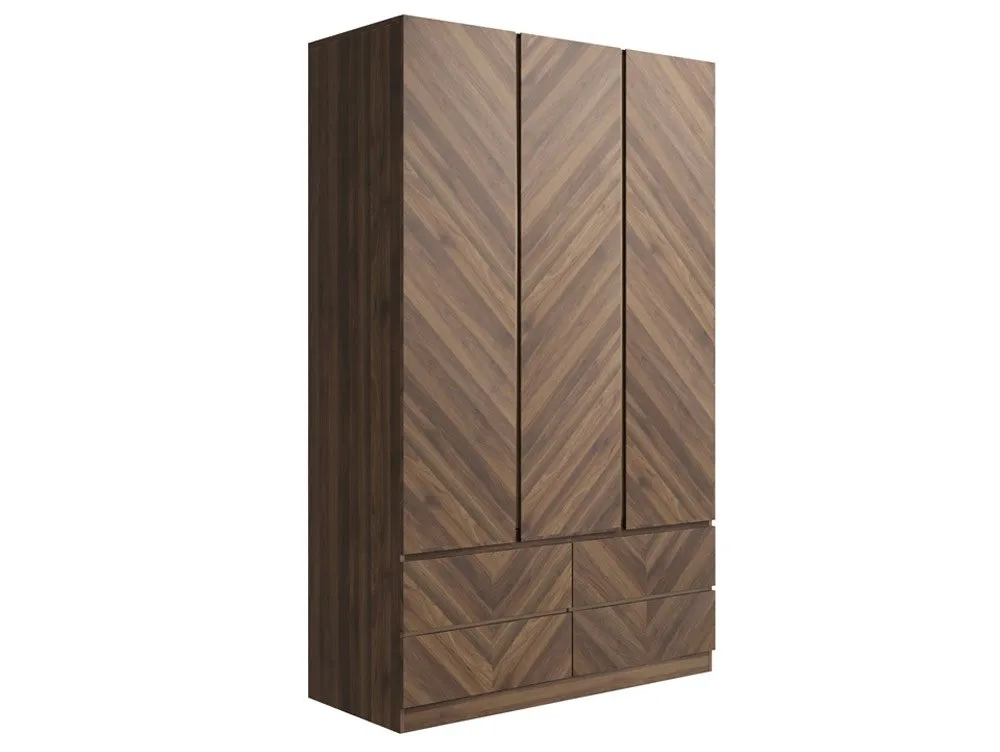 GFW GFW Catania Royal Walnut 3 Door 4 Drawer Triple Wardrobe