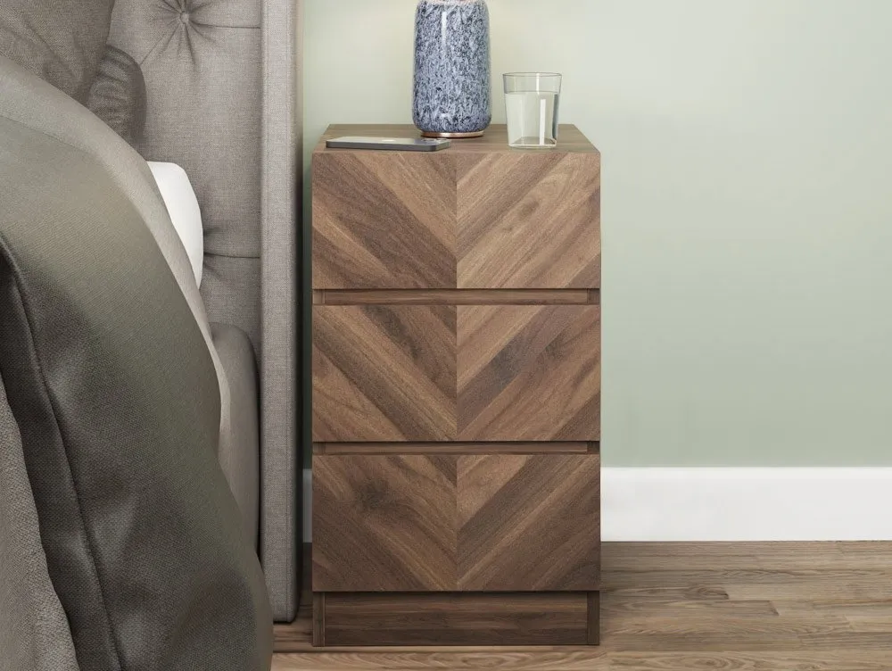 GFW GFW Catania Royal Walnut 3 Drawer Bedside Table