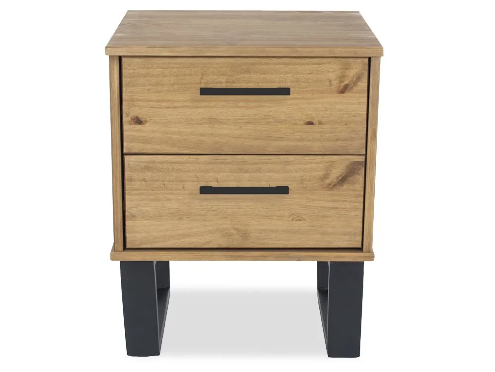 Core Core Texas Waxed Pine 2 Drawer Wooden Bedside Table