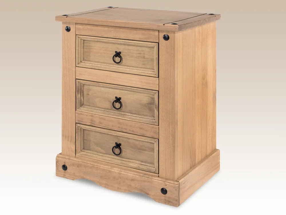 Core Products Core Corona 3 Drawer Pine Wooden Bedside Table