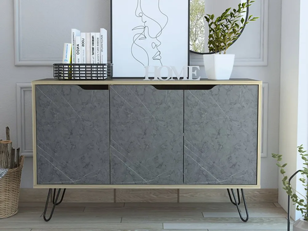 Core Core Manhattan Pine and Stone Effect 3 Door Medium Sideboard