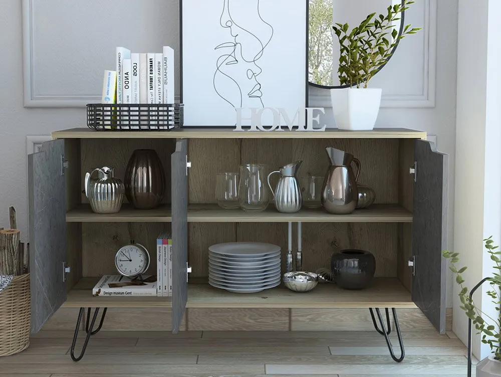 Core Core Manhattan Pine and Stone Effect 3 Door Medium Sideboard