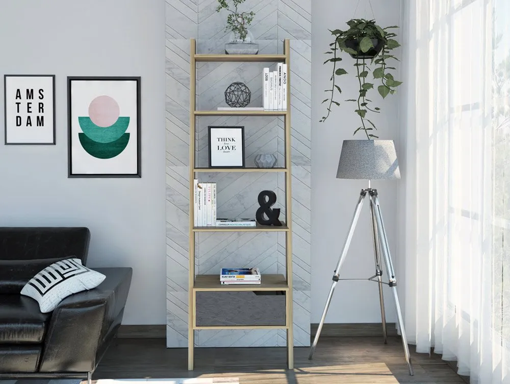 Core Core Manhattan Pine and Stone Effect 1 Drawer Ladder Bookcase