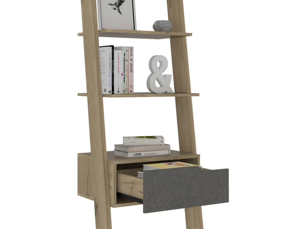 Core Core Manhattan Pine and Stone Effect 1 Drawer Ladder Bookcase