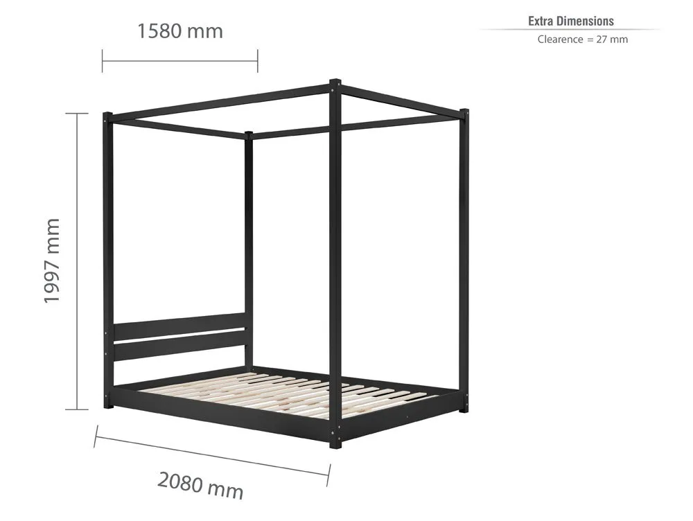 Birlea Birlea Darwin Black Four Poster Wooden Bed Frame