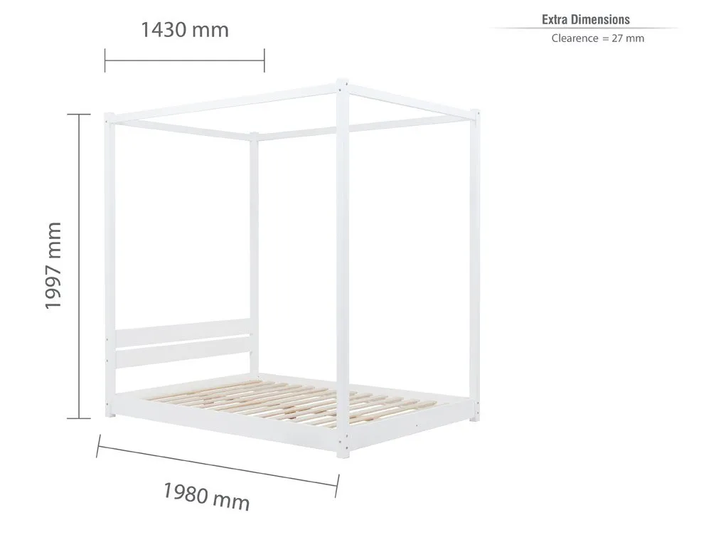 Birlea Birlea Darwin White Four Poster Wooden Bed Frame
