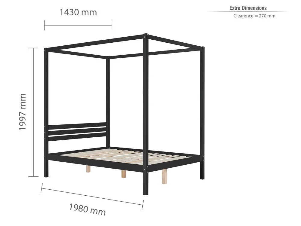 Birlea Birlea Mercia Black Four Poster Wooden Bed Frame