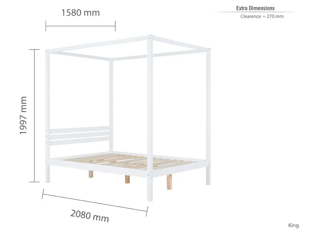 Birlea Birlea Mercia White Four Poster Wooden Bed Frame