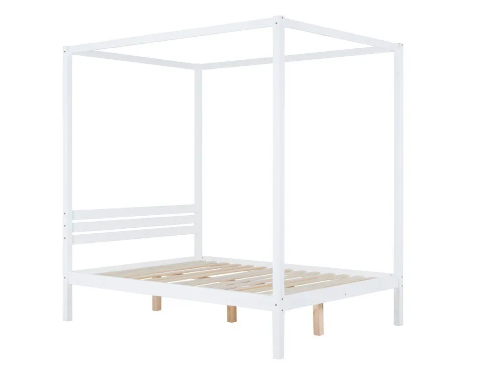 Birlea Furniture & Beds Birlea Mercia 5ft King Size White 4 Poster Wooden Bed Frame