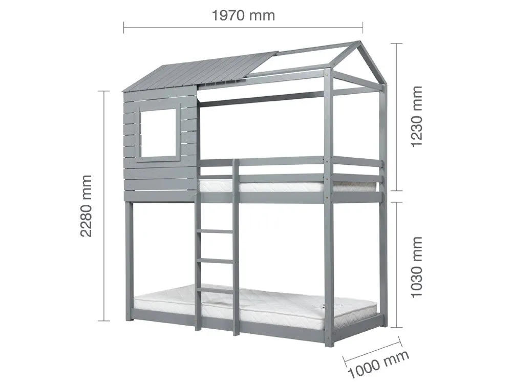 Birlea Birlea Adventure Grey Wooden Bunk Bed Frame