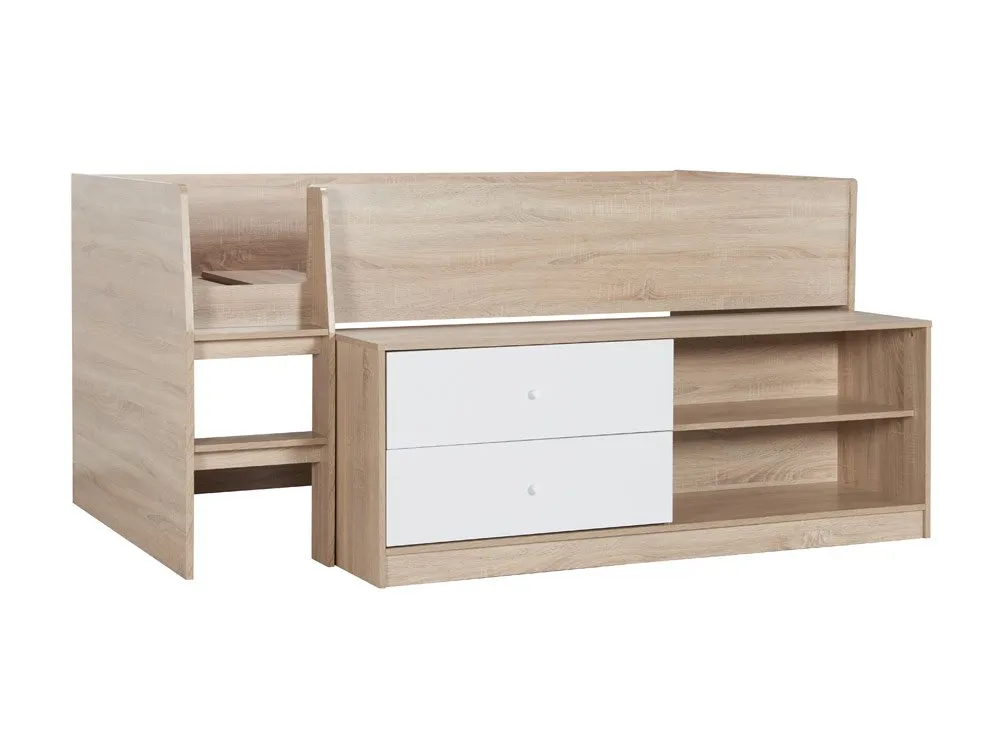 Birlea Birlea Leyton White and Oak Effect Cabin Bed Frame