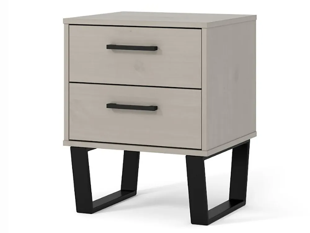 Core Core Texas Grey Waxed Pine 2 Drawer Bedside Table