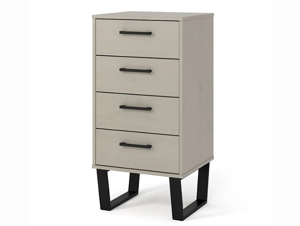 Core Core Texas Grey Waxed Pine 4 Drawer Narrow Chest of Drawers