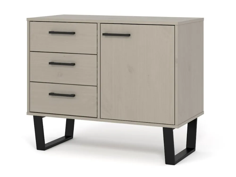 Core Core Texas Grey Waxed Pine 1 Door 3 Drawer Small Sideboard
