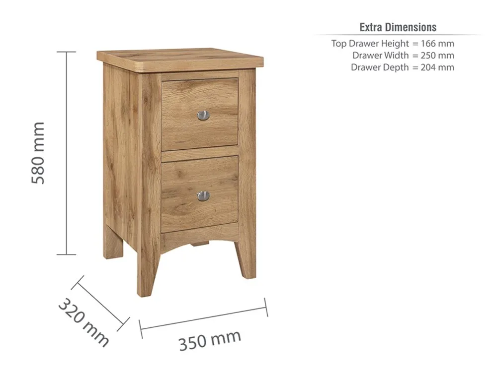 Birlea Birlea Hampstead Oak 2 Drawer Small Bedside Table