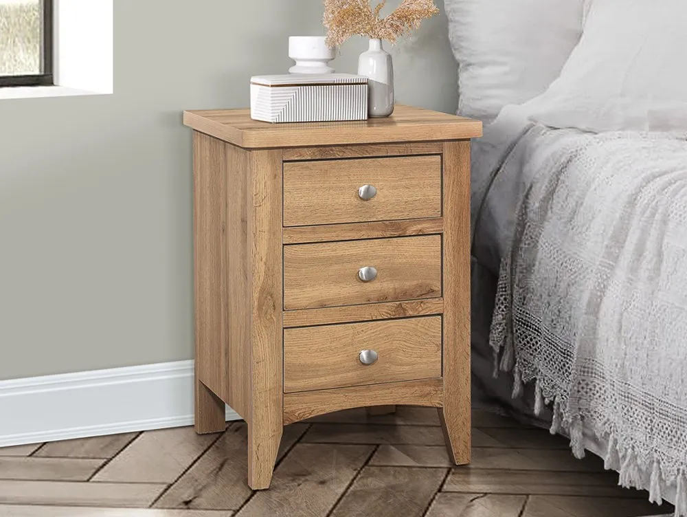 Birlea Furniture & Beds Birlea Hampstead Oak 3 Drawer Bedside Table