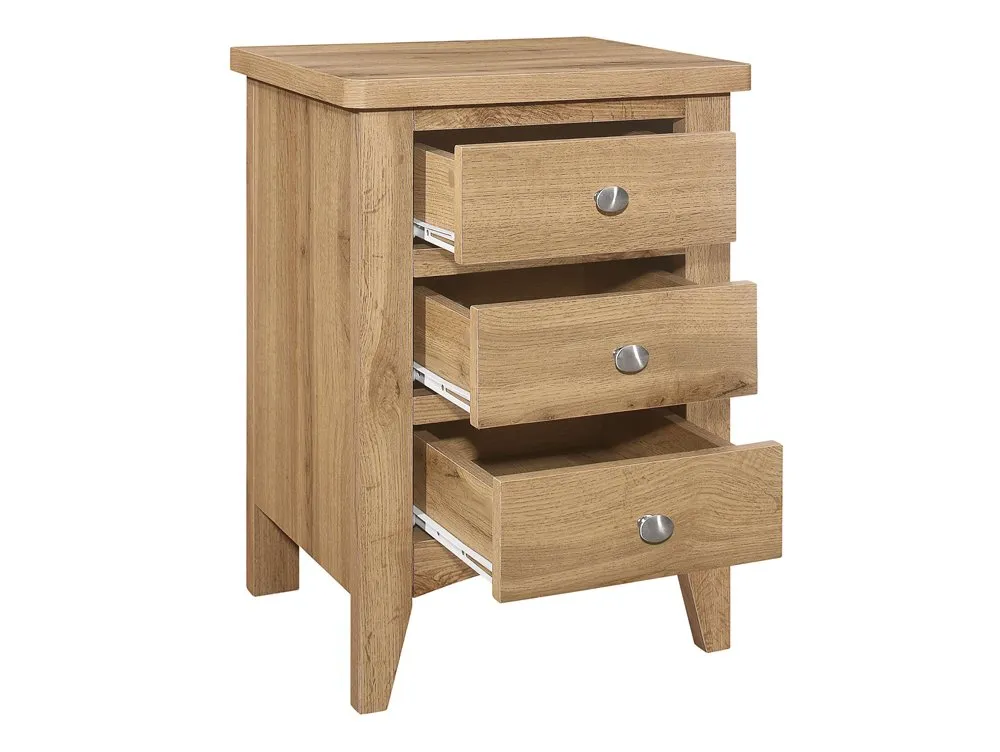 Birlea Birlea Hampstead Oak 3 Drawer Bedside Table