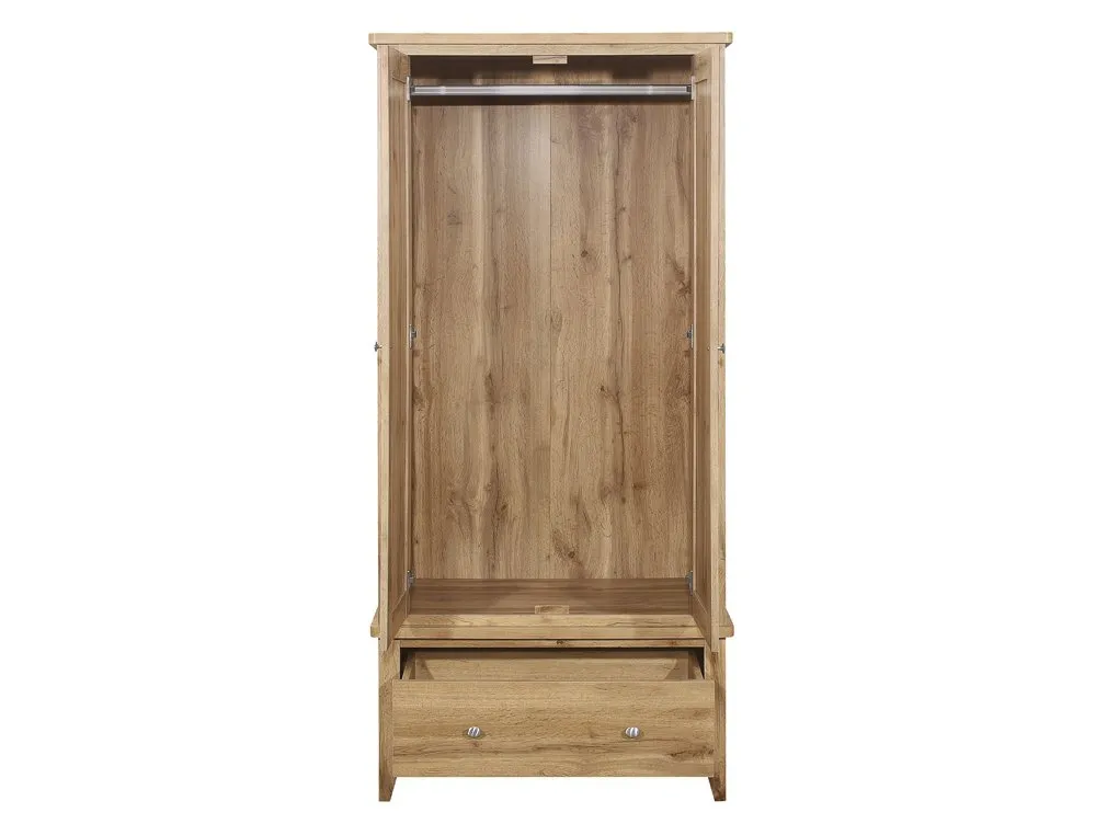 Birlea Furniture & Beds Birlea Hampstead Oak 2 Door 1 Drawer Double Wardrobe