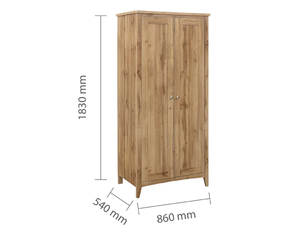 Birlea Furniture & Beds Birlea Hampstead Oak 2 Door Double Wardrobe