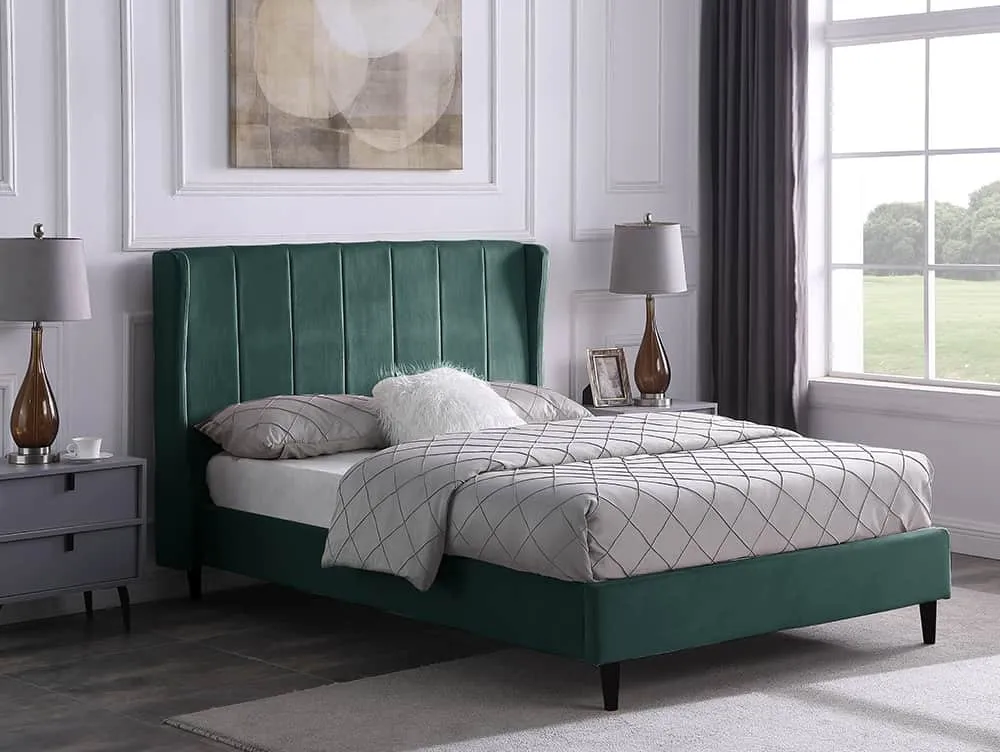 Seconique Seconique Amelia 5ft King Size Green Fabric Bed Frame