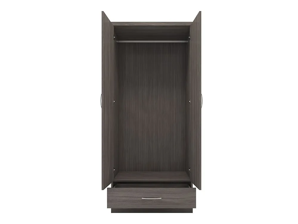 Seconique Seconique Nevada Black 2 Door 1 Drawer Double Wardrobe