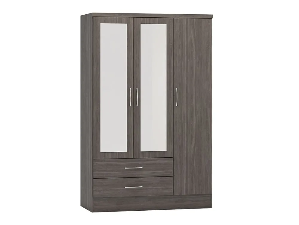 Seconique Seconique Nevada Black 3 Door 2 Drawer Mirrored Wardrobe