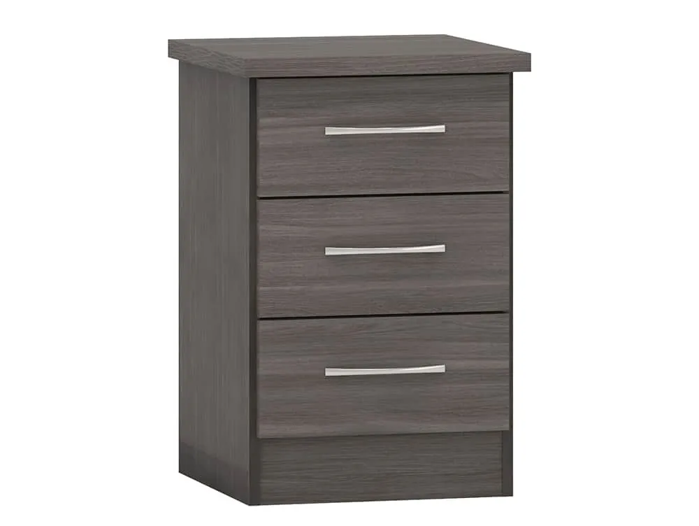 Seconique Seconique Nevada Black 3 Drawer Bedside Table