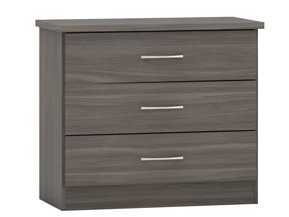 Seconique Seconique Nevada Black 3 Drawer Low Chest of Drawers