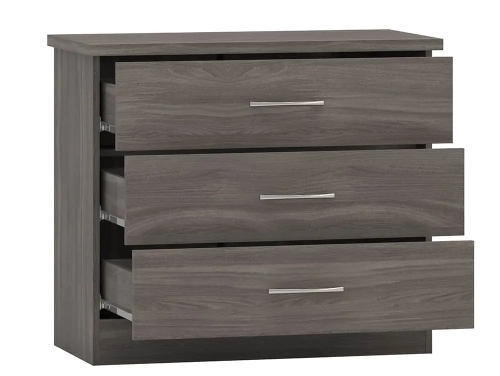 Seconique Seconique Nevada Black 3 Drawer Low Chest of Drawers